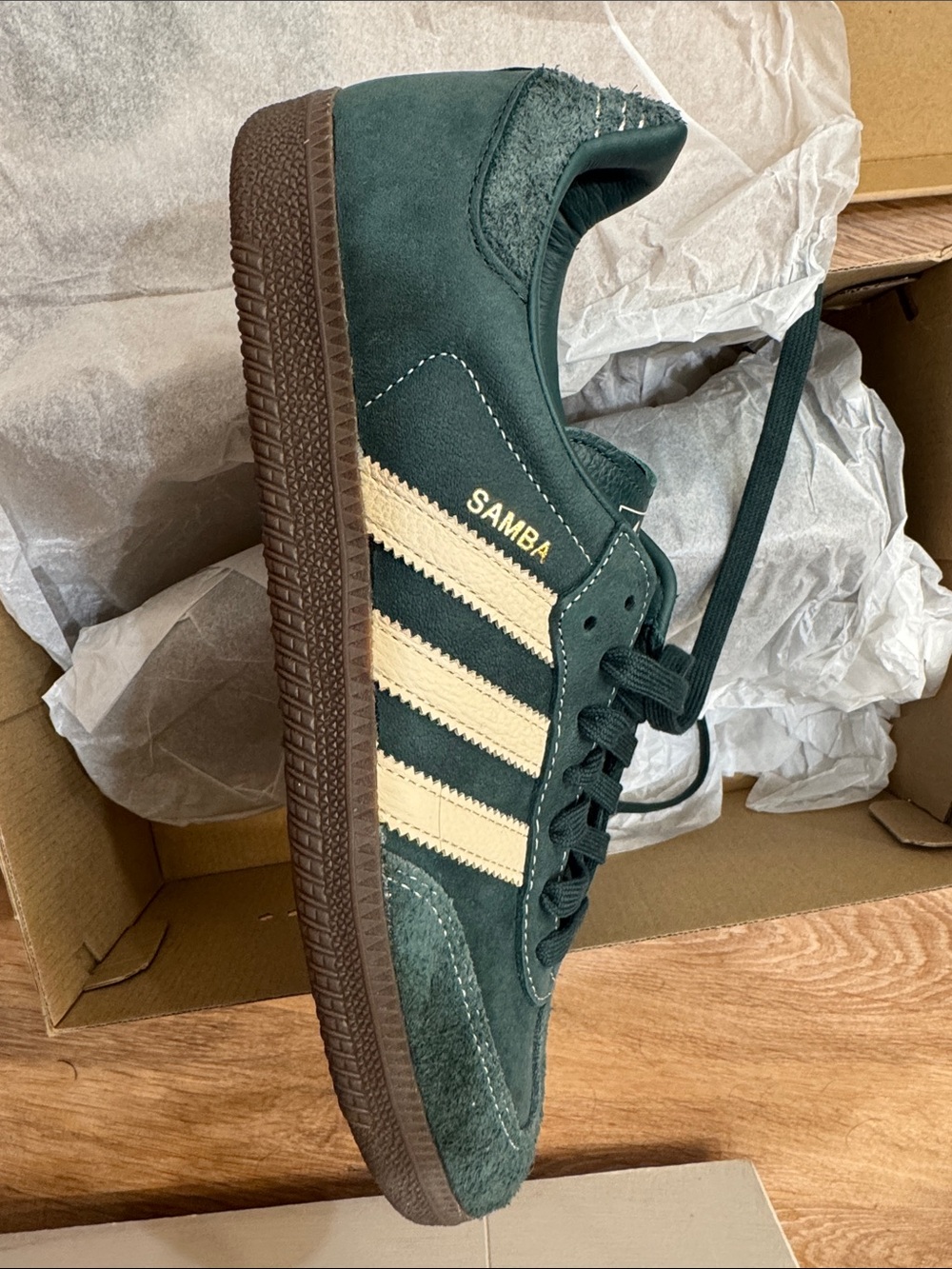 adidas Samba Men’s Dark Green Suede with Cream Stripes